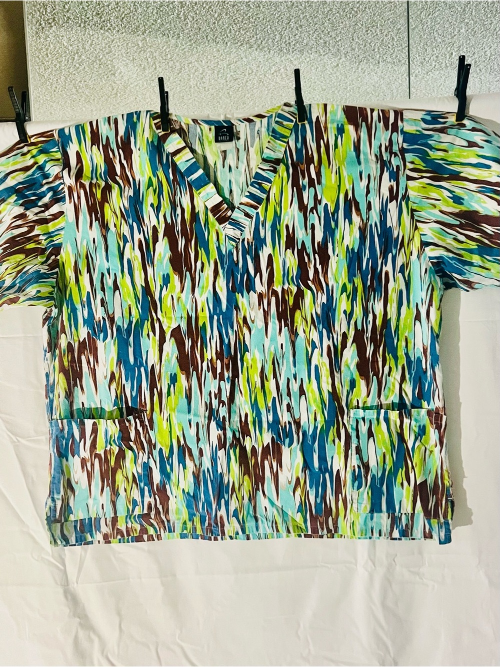 Barco Uniforms Multicolor V-Neck Scrub Top - Blue, Brown, Lime SCRUB205